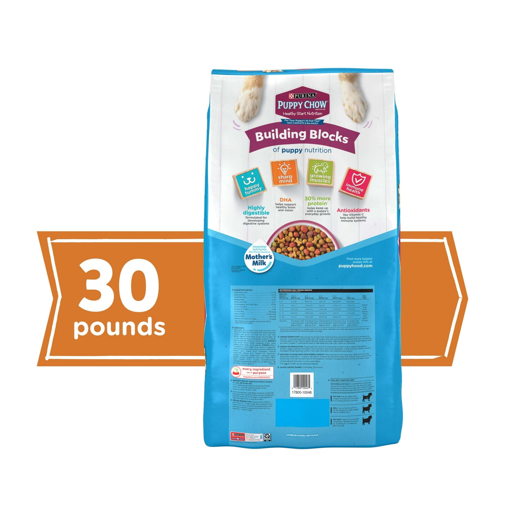 Purina Puppy Chow Tender and Crunchy High-Protein Beef and Rice Formula Puppy Dry Dog Food - 30 Lbs