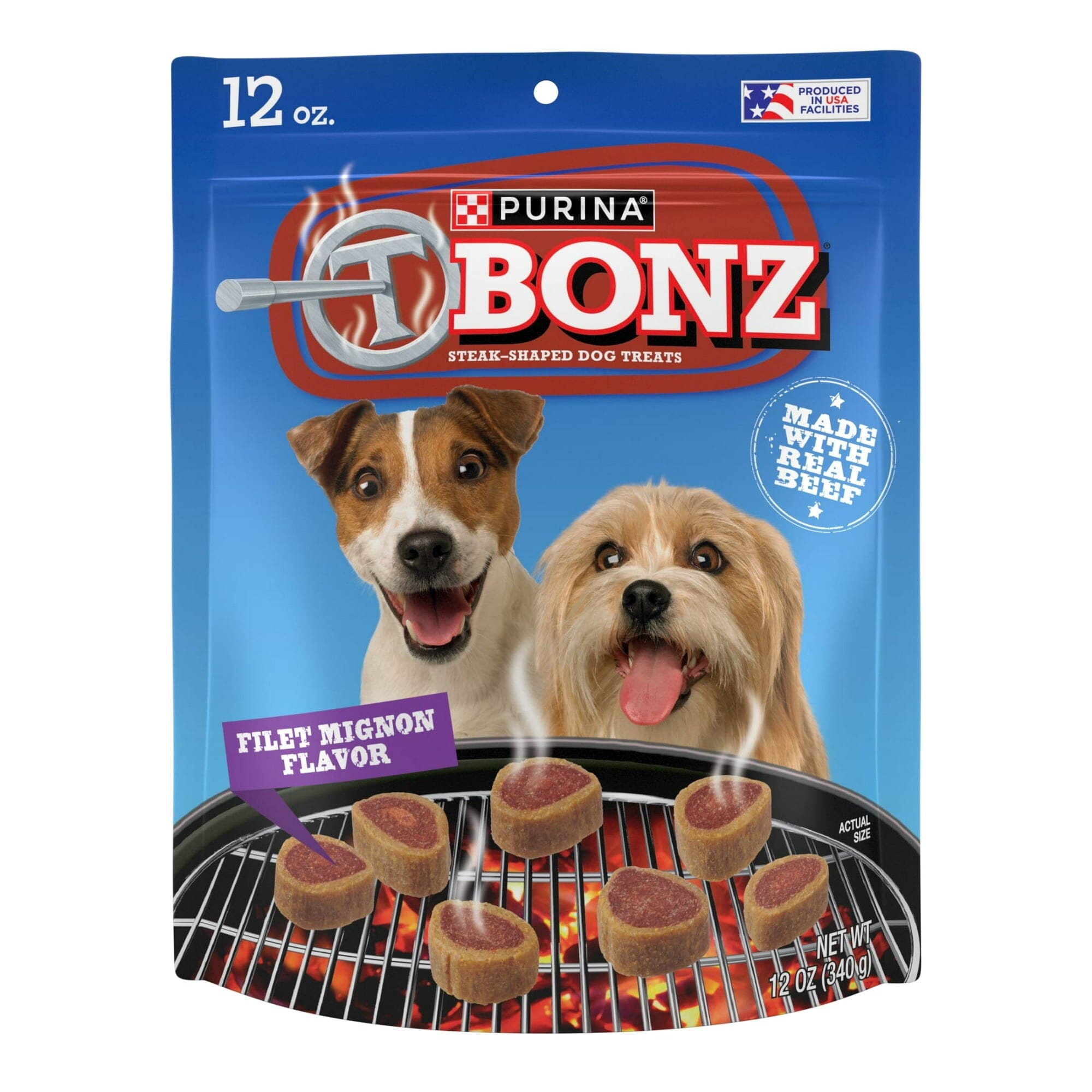 Purina T-Bonz Filet Mignon Flavored Steak Shaped Soft and Chewy Dog Treats 12 Oz - Case of 5