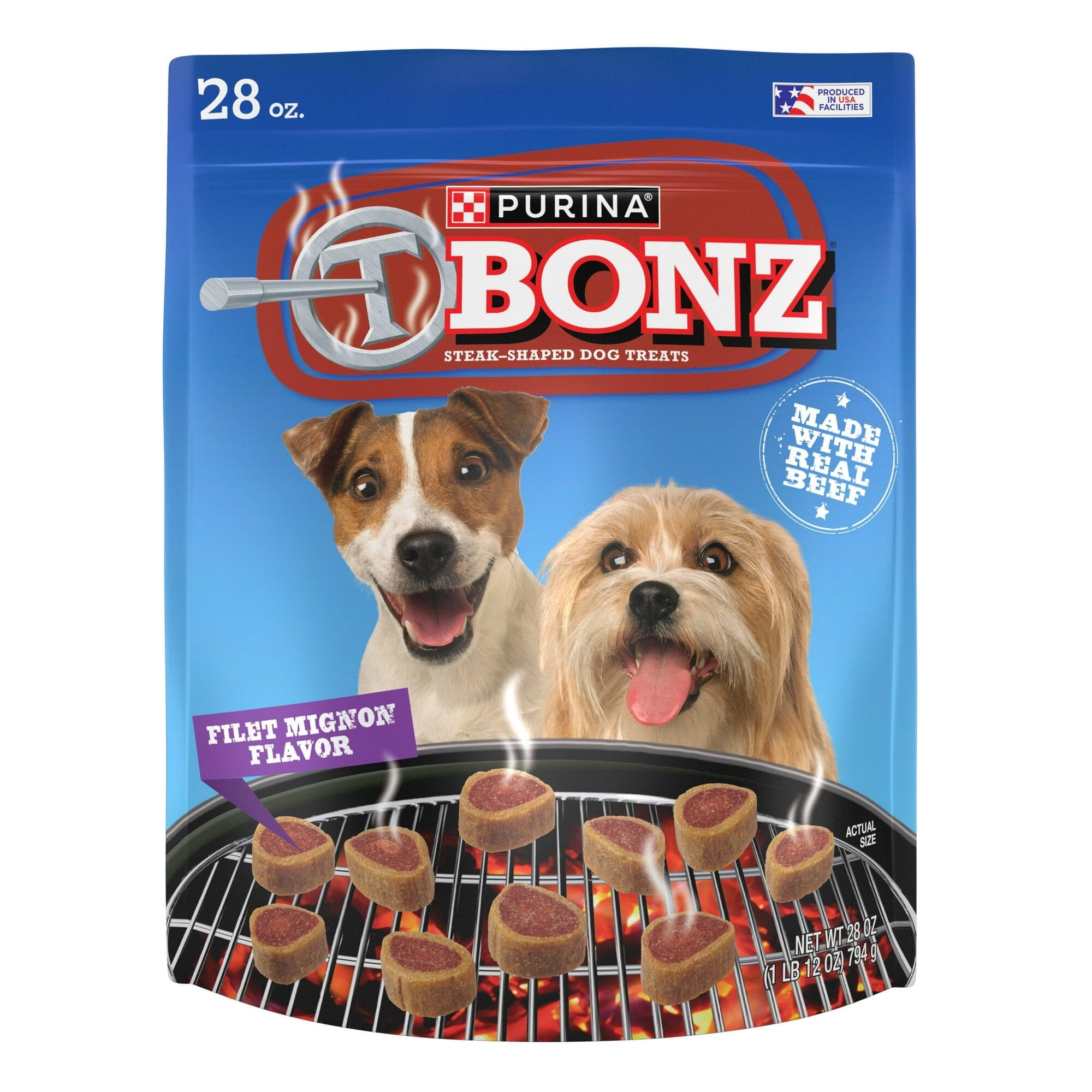 Purina T-Bonz Filet Mignon Flavored Steak Shaped Soft and Chewy Dog Treats 28 Oz - Case of 4