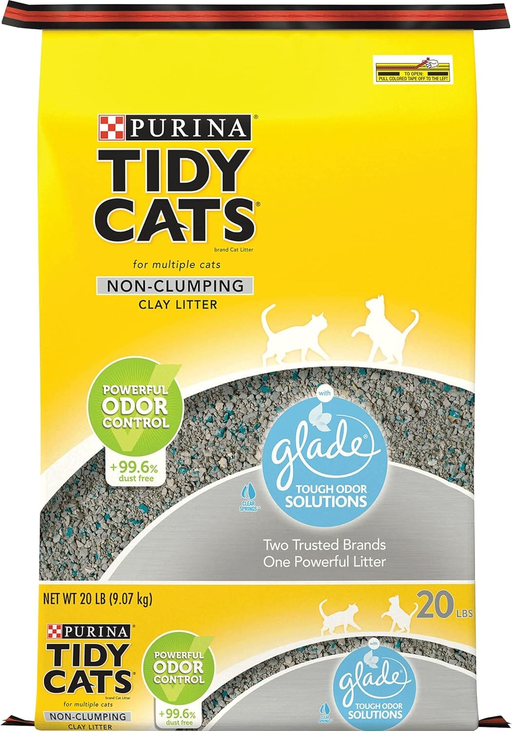 Purina Tidy Cats Glade Tough-Odor Solutions Non-Clumping Clay Cat Litter - 20 Lbs