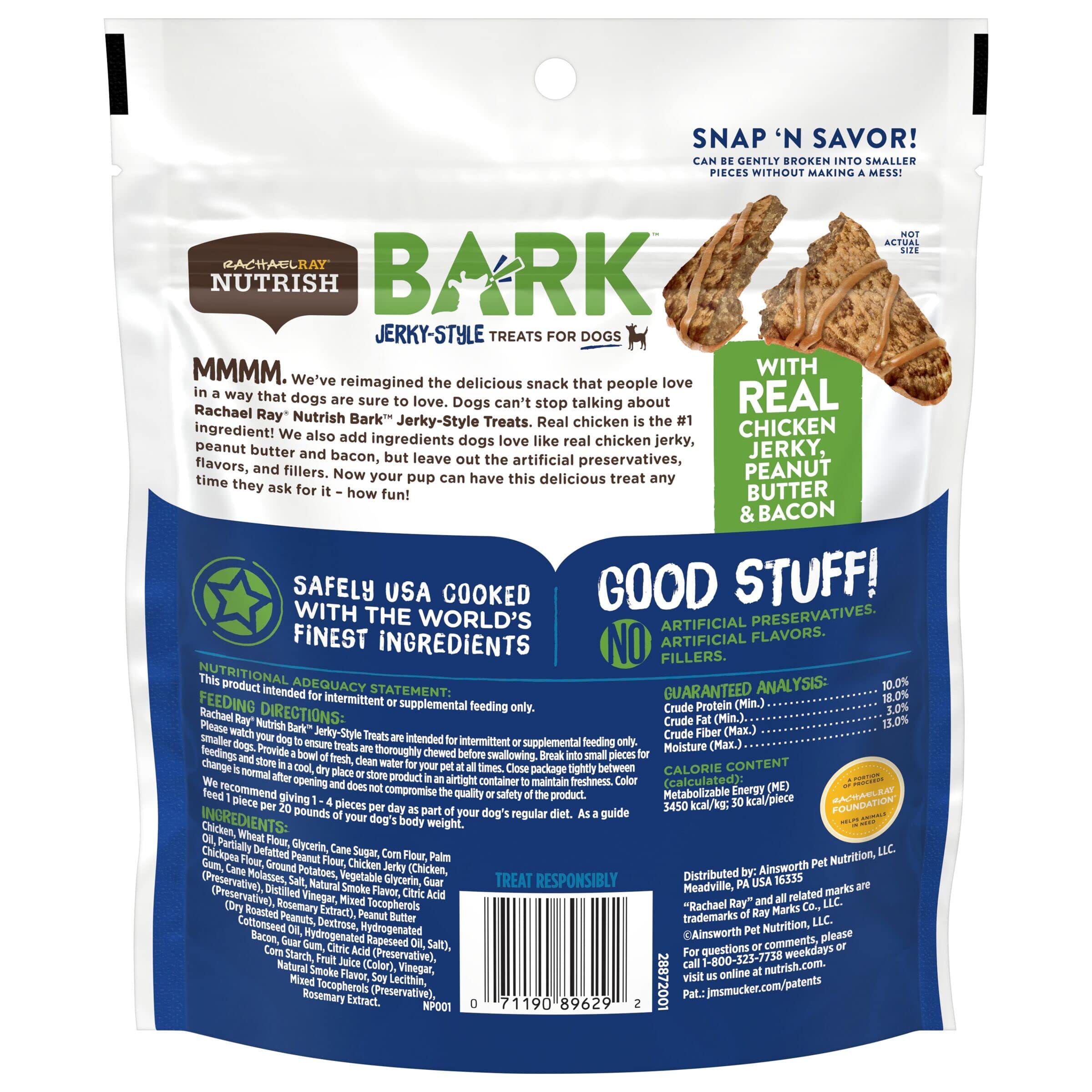 Rachael Ray Nutrish Jerky-Style Chicken Peanut Butter and Bacon Jerky Dog Treats - 4.5 Oz  