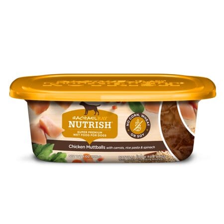 Rachael Ray Nutrish Premium Chicken Muttballs with Carrots Rice and Spinach Wet Dog Food Trays - 8 Oz - Case of 8 Default Title