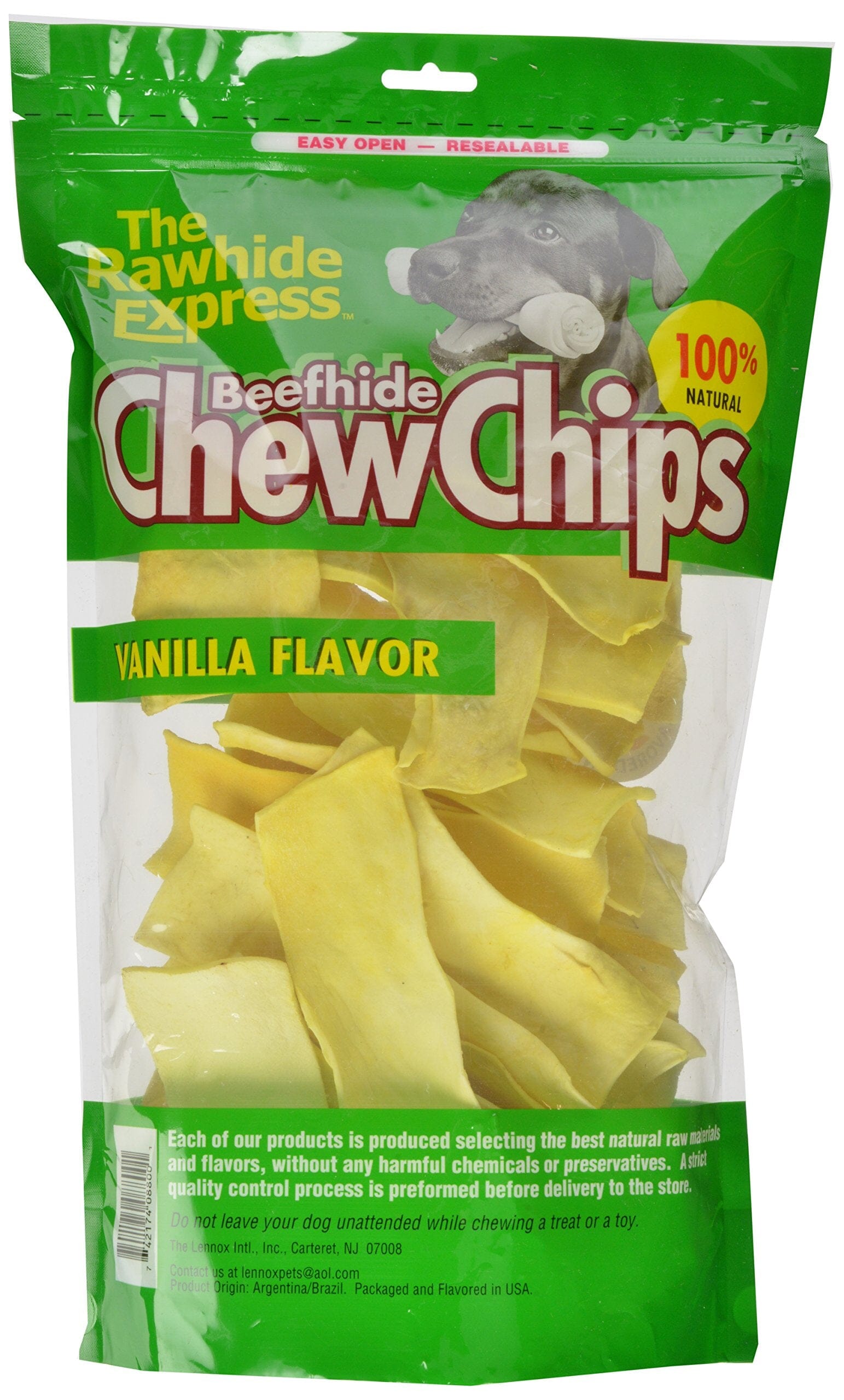 Rawhide Express Beefhide Chew Chips Vanilla Flavored Natural Dog Chews - 1 Lb  