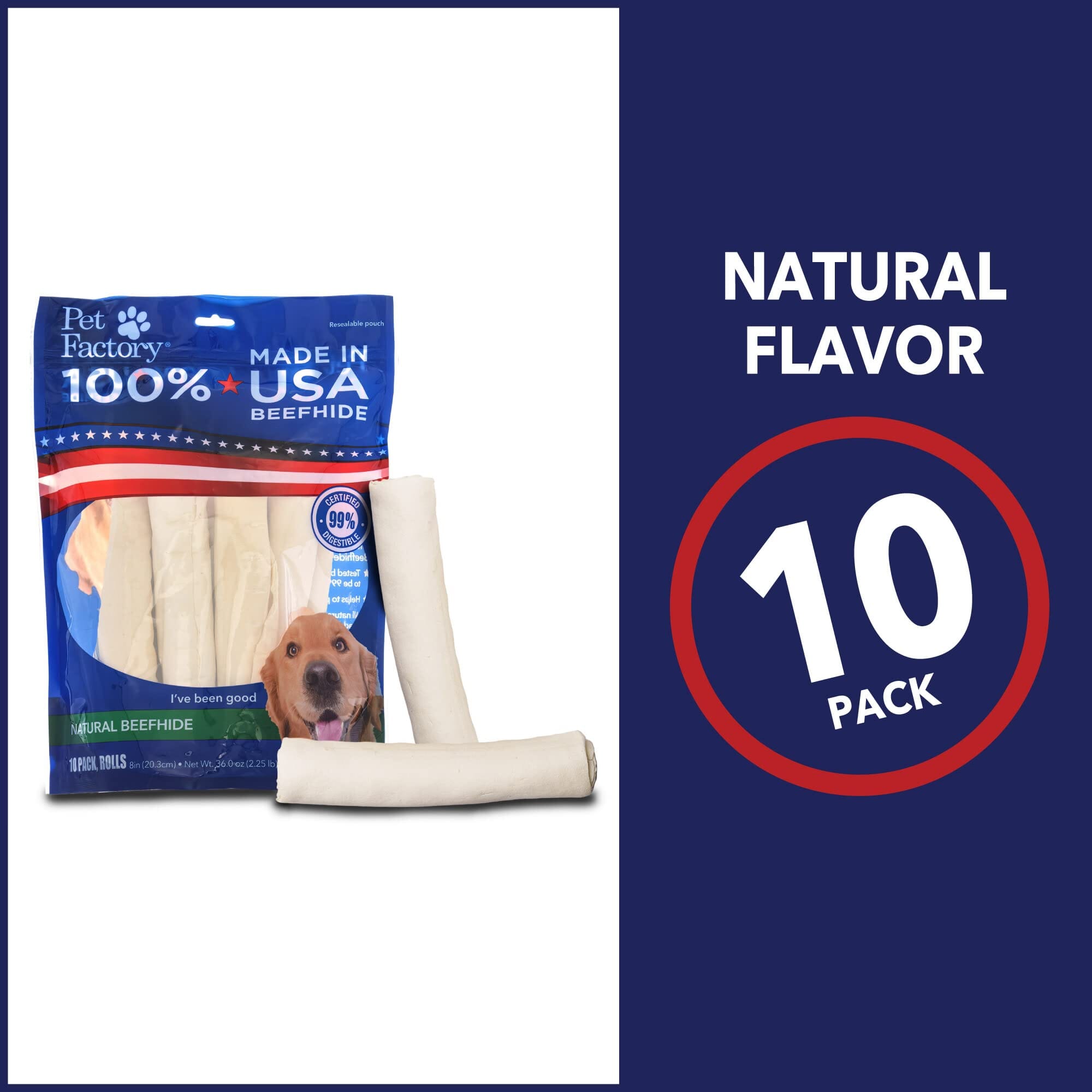 Rawhide Express Value Pack Beefhide Natural Dog Chew Rolls - 9-10