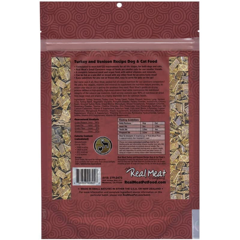 Real Meat Company Grain-Free Air-Dried Turkey and Venison Cat and Dog Food  