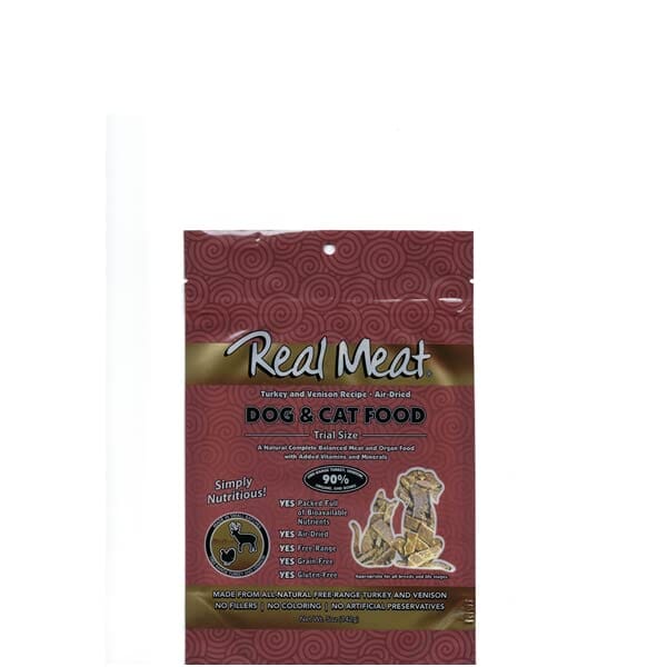 Real Meat Company Grain-Free Air-Dried Turkey and Venison Cat and Dog Food - 5 Oz  