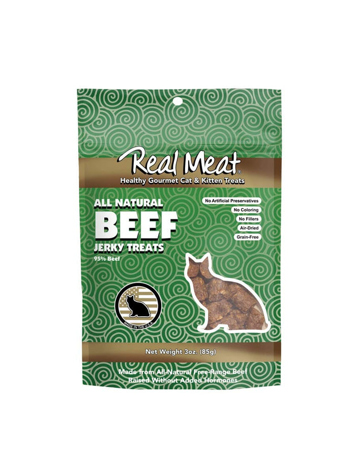 Real Meat Company Grain-Free Beef Cat Jerky Treats - 3 Oz