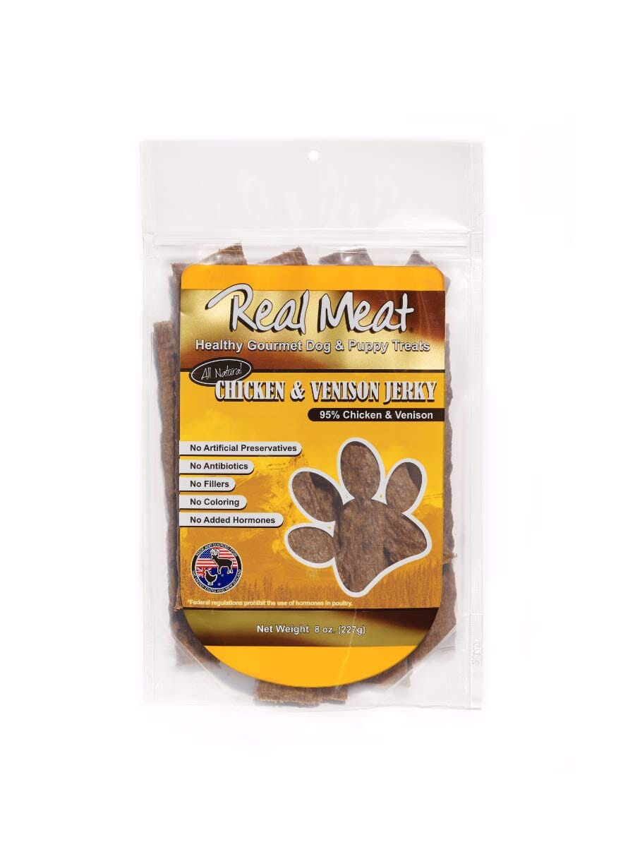 Real Meat Company Grain-Free Chicken and Venison Dog Jerky Treats 8 Oz 