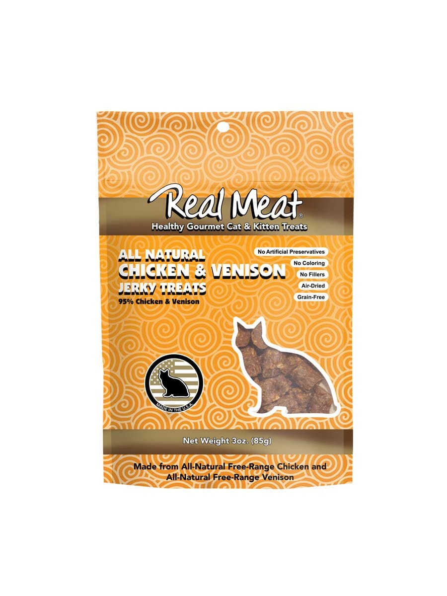 Real Meat Company Grain-Free Chicken & Venison Cat Jerky Treats - 3 Oz  