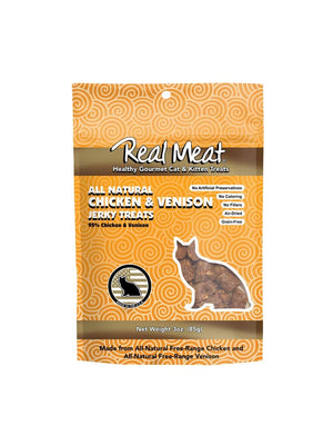 Real Meat Company Grain-Free Chicken & Venison Cat Jerky Treats - 3 Oz