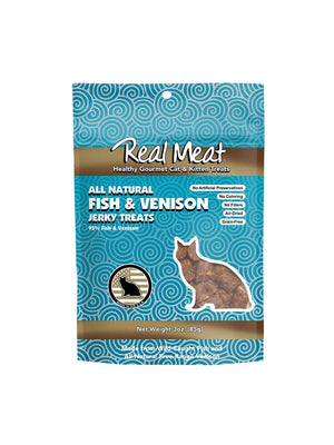 Real Meat Company Grain-Free Fish and Venison Cat Jerky Treats - 3 Oz