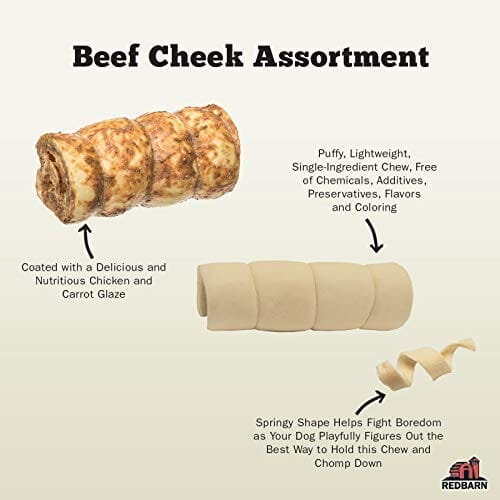 Red Barn Beef Cheek Rolls Natural Dog Chews - Small / Medium - 25 Count