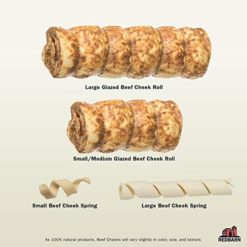 Red Barn Beef Glazed Cheek Rolls Natural Dog Chews - Large - 12 Count