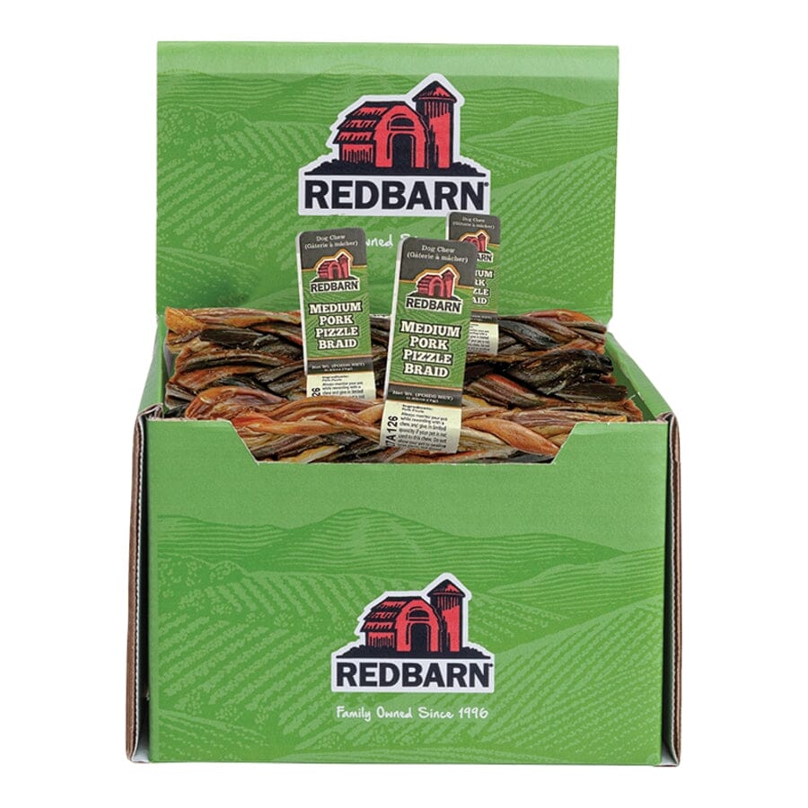 Red Barn Braided Pork Pizzle Sticks Natural Dog Chews - Medium/Large - 40 Count