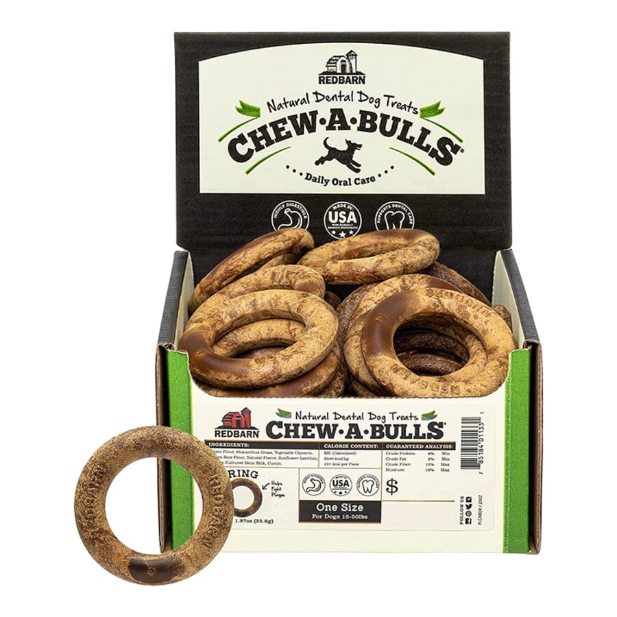 Red Barn Chew-A-Bulls Ring Shaped Dental Dog Treats - 25 Count