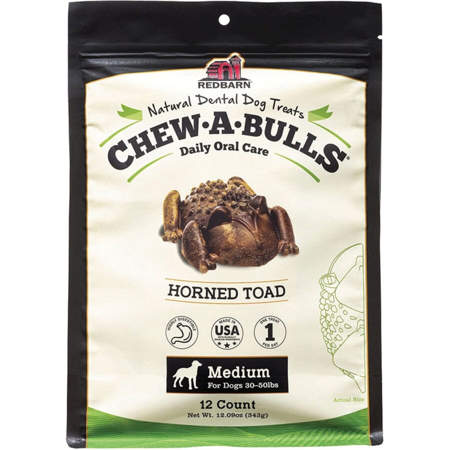 Red Barn Dog Chew-A-Bull Toad Dental Dog Chews - Medium -12 Pack