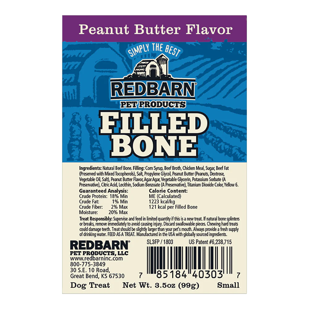 Red Barn Filled Bones Peanut Butter Natural Dog Chews - Large - 20 Count