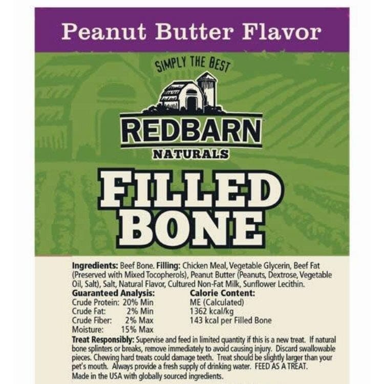 Red Barn Filled Bones Peanut Butter Natural Dog Chews - Small - 20 Count