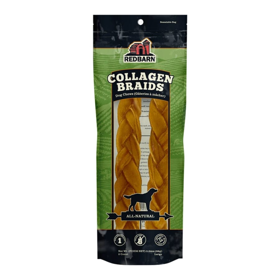 Red Barn Puffed Collagen Braided Natural Dog Chews - Large - 2 Pack