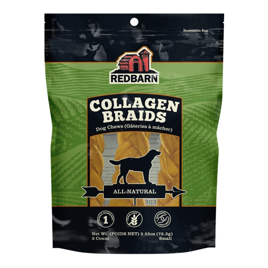 Red Barn Puffed Collagen Braided Natural Dog Chews - Small - 3 Pack