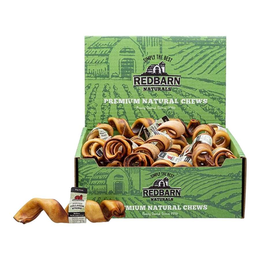 Red Barn Puffed Collagen Curly Springs Natural Dog Chews - 6-7 Inch - 25 Count