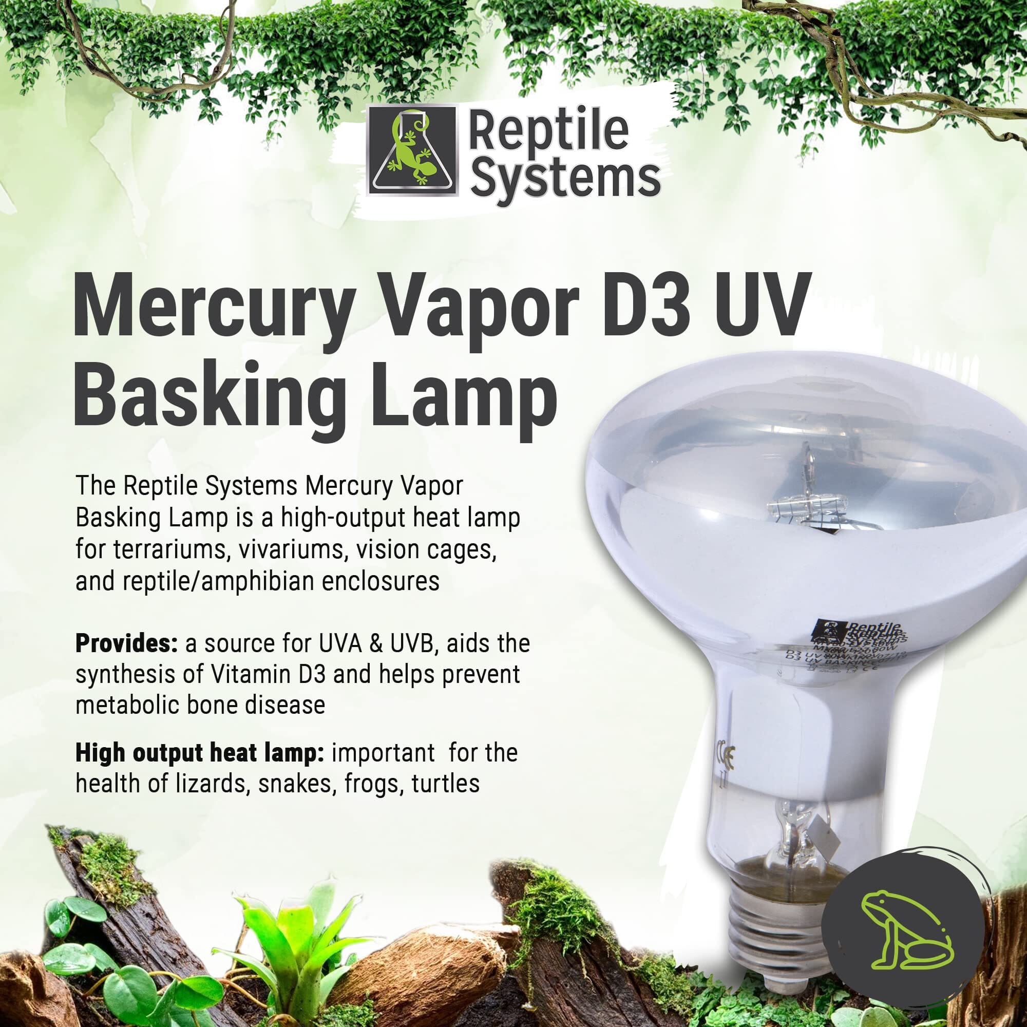 Reptile Systems Mercury Vapor D3 UV Reptile Basking Lamp - 100 Watt  