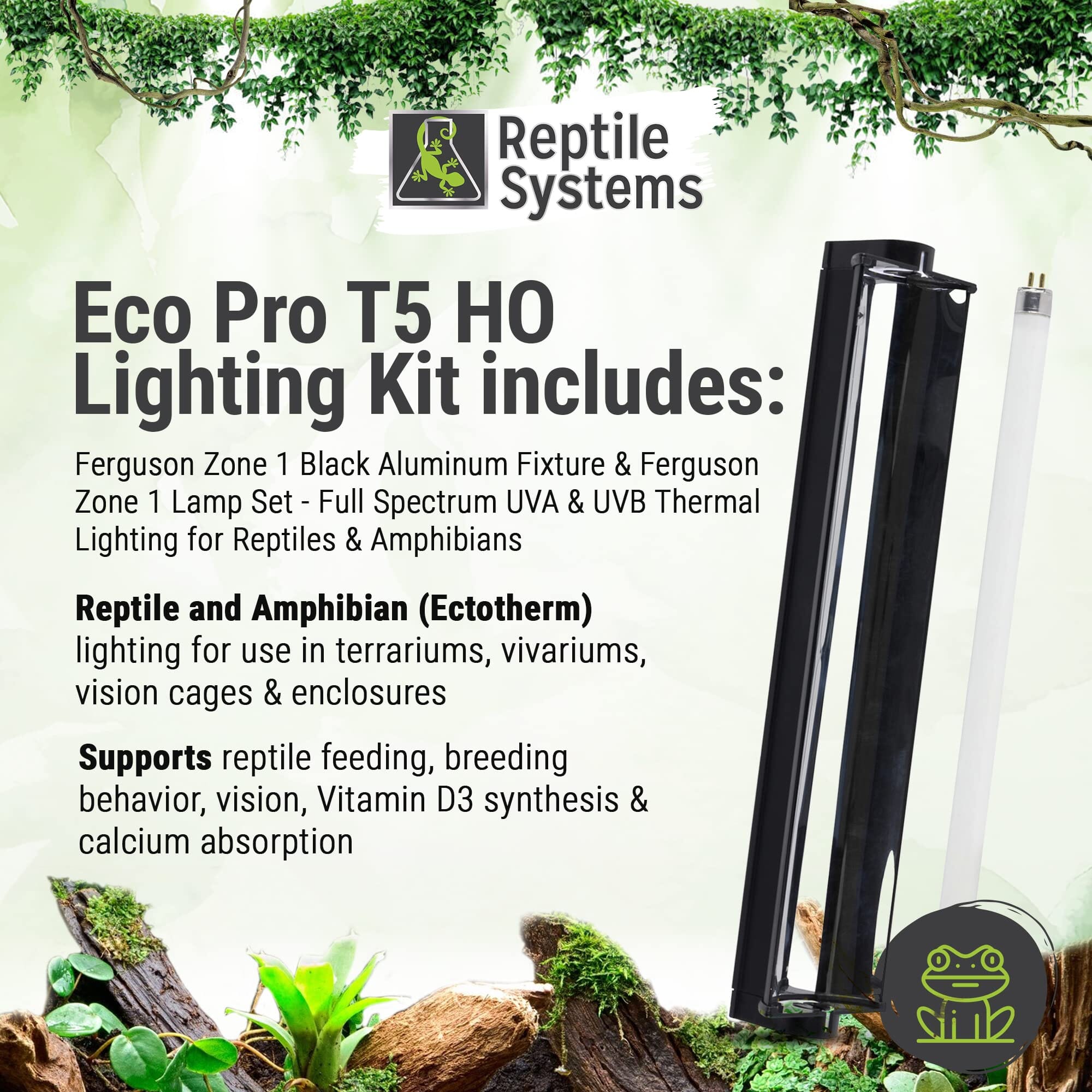 Reptile Systems PRO T5 GEN2 Zone 1 Reptile Lighting - Black - 39 Watt  