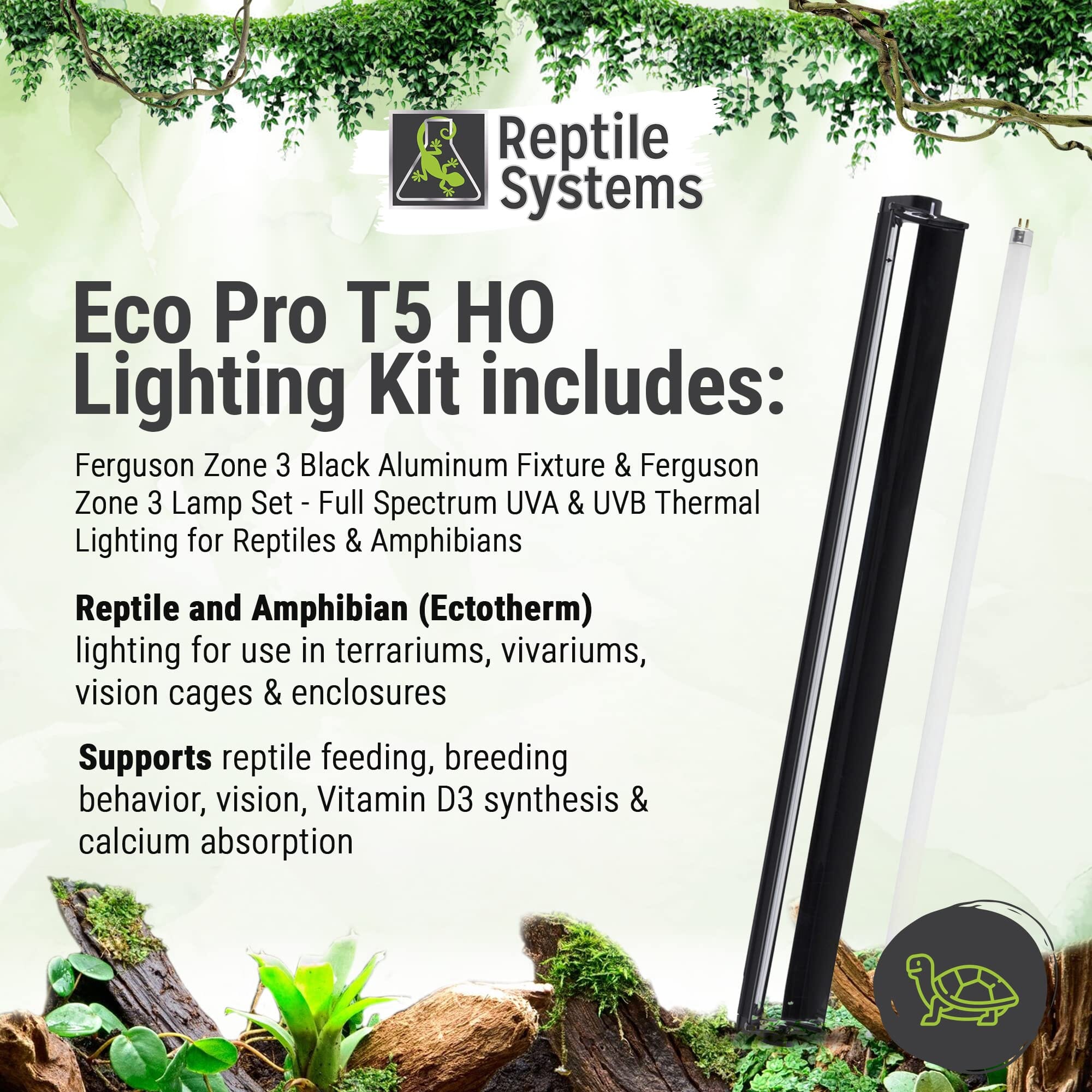 Reptile Systems PRO T5 GEN2 Zone 3 Reptile Lighting - Black - 24 Watt  