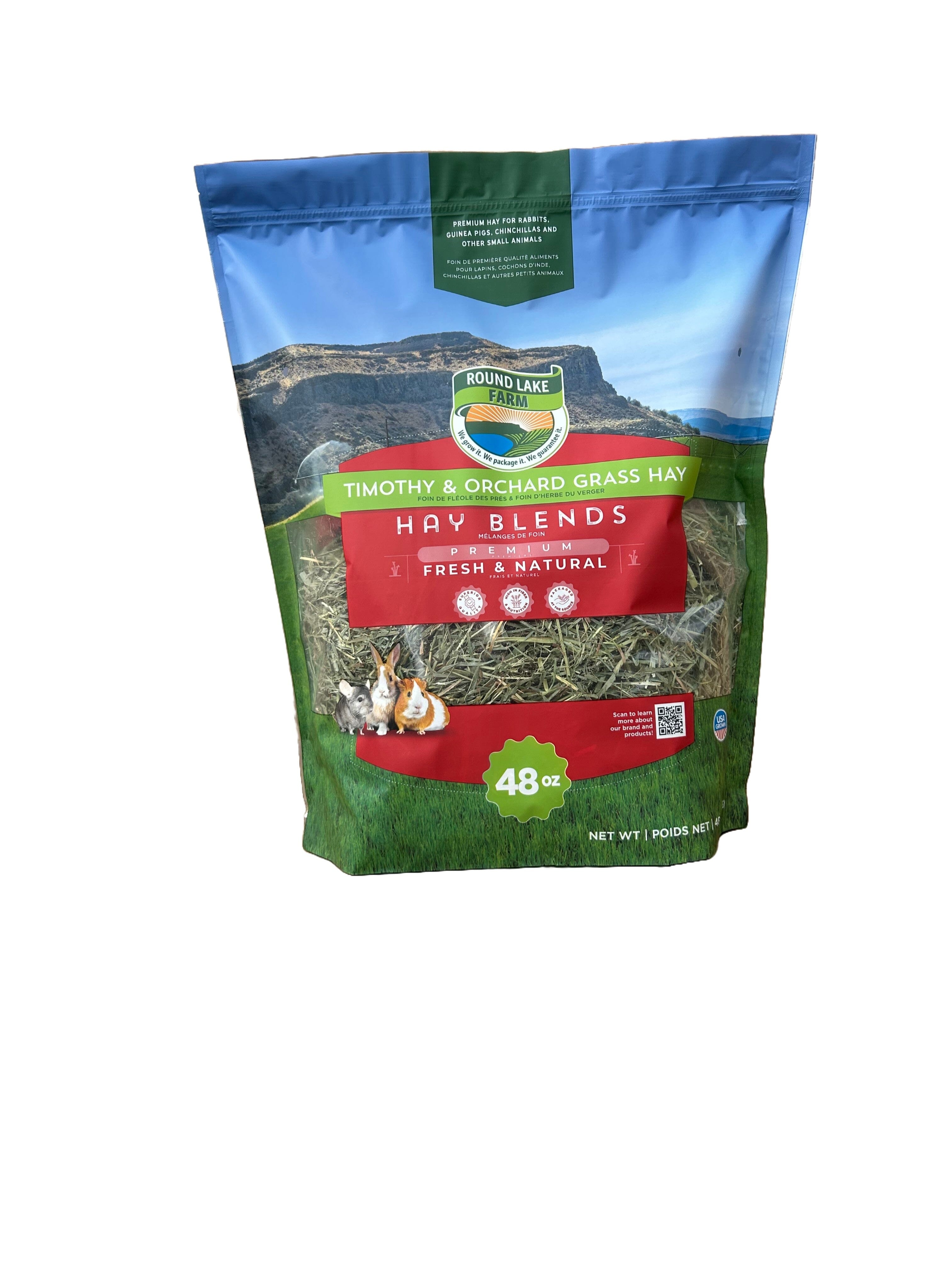 Round Lake Farms Timothy and Orchard Grass Hay Blends Small Animal Treats 48 Ounce