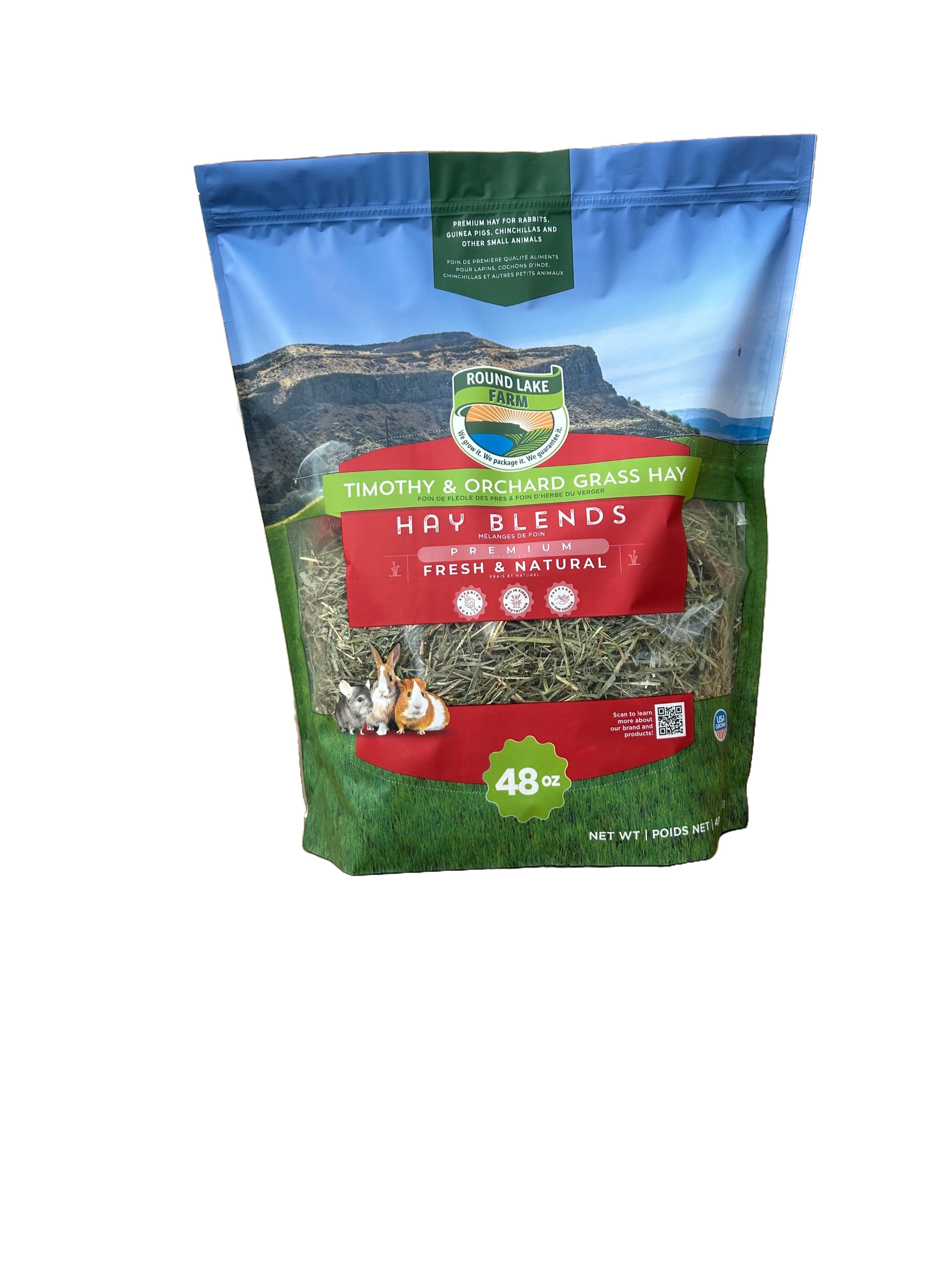 Round Lake Farms Timothy and Orchard Grass Hay Blends Small Animal Treats 48 Ounce