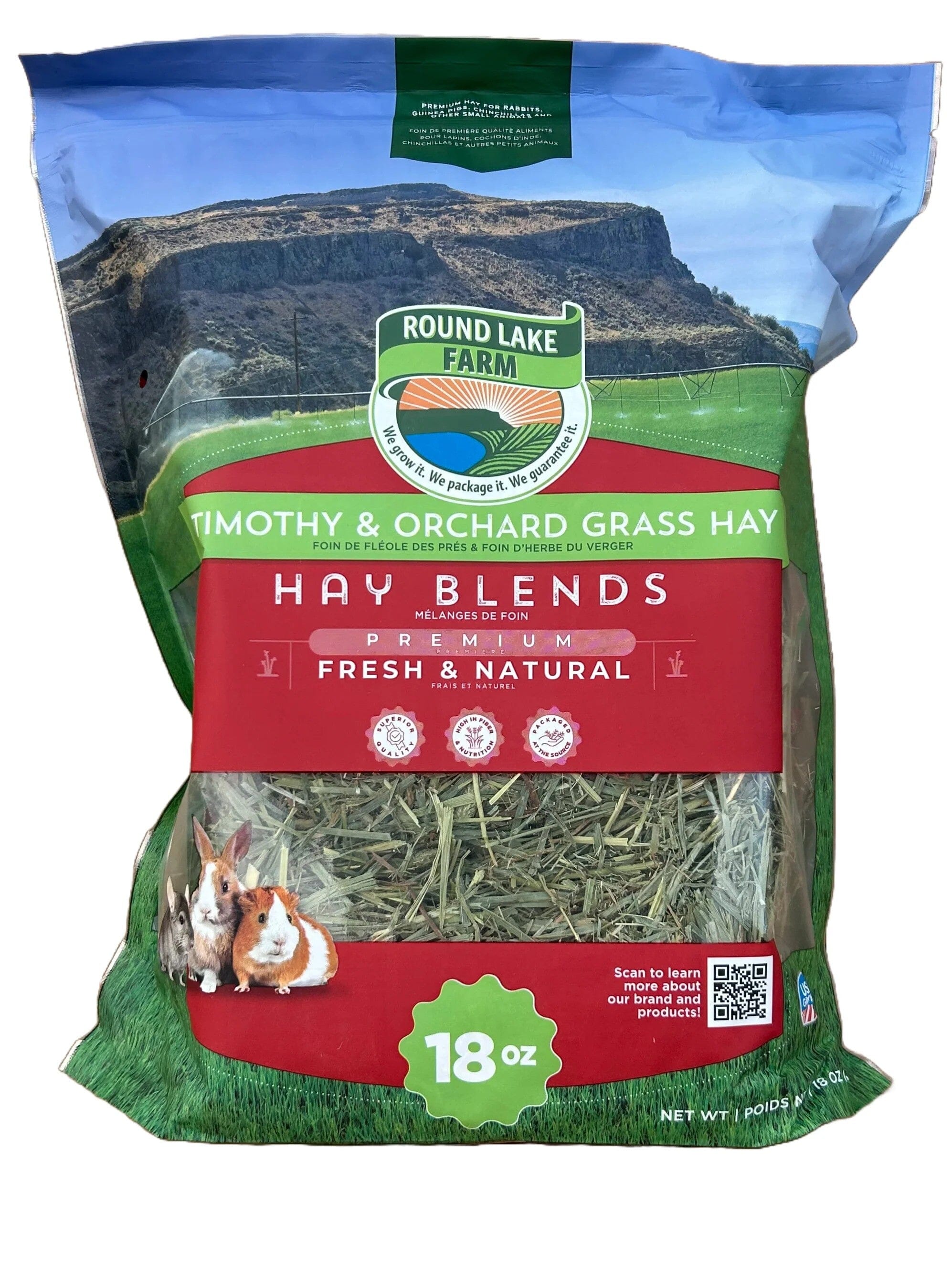 Round Lake Farms Timothy and Orchard Grass Hay Blends Small Animal Treats 18 Ounce