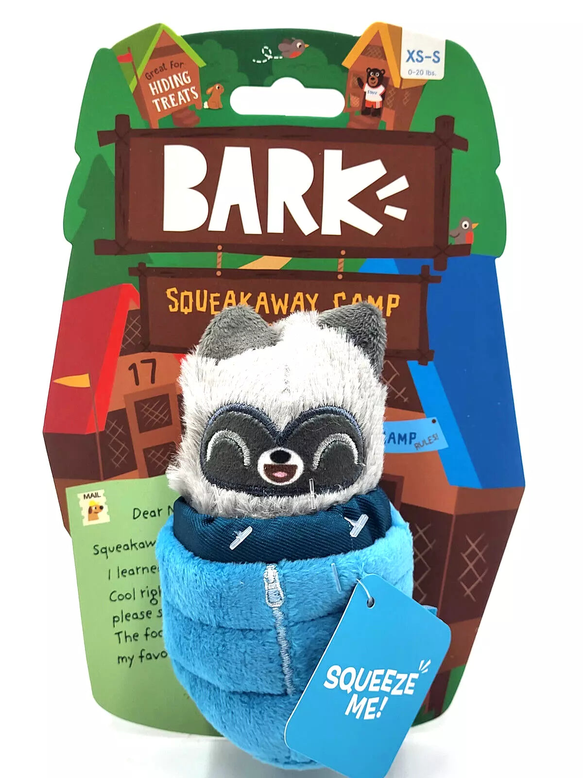 Bark Box Nap Bandit Raccoon Crinkle Squeak and Plush Dog Toy  