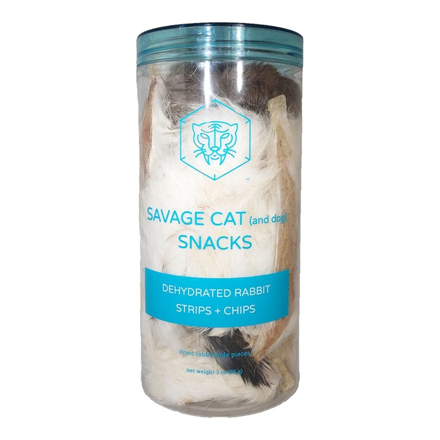 Savage Cat All-Natural Rabbit Strips and Chips Dehydrated Cat Treats - 3 Oz