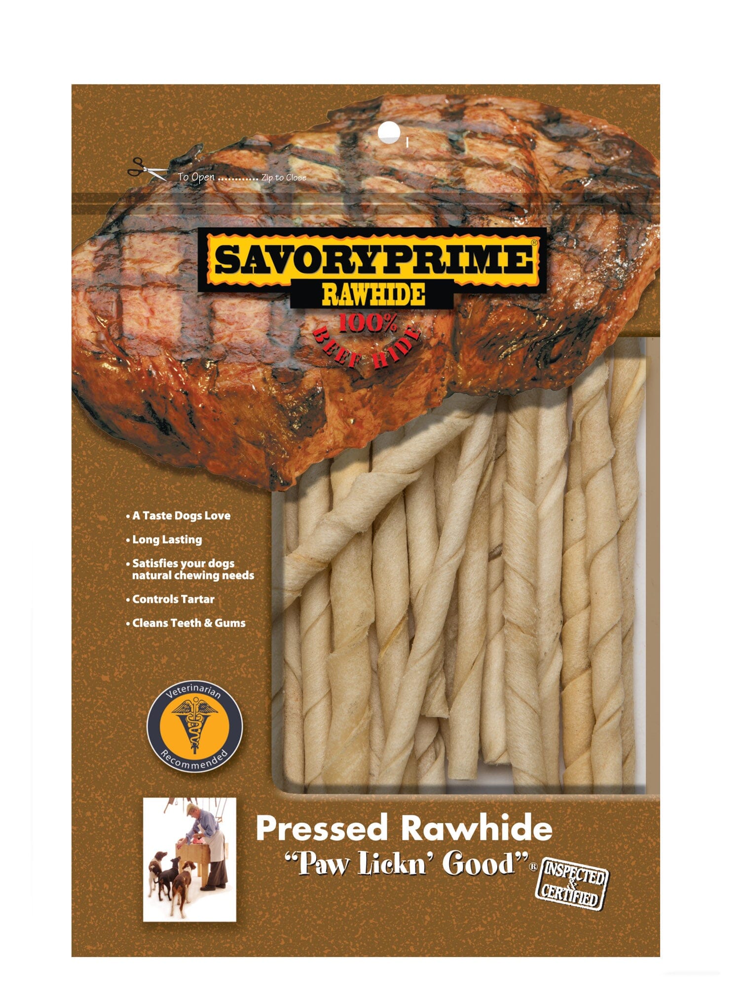 Savory Prime American Hide Beef-Hide Twist Sticks Natural Dog Chews - White - 5 Inch - 20 Pack Default Title