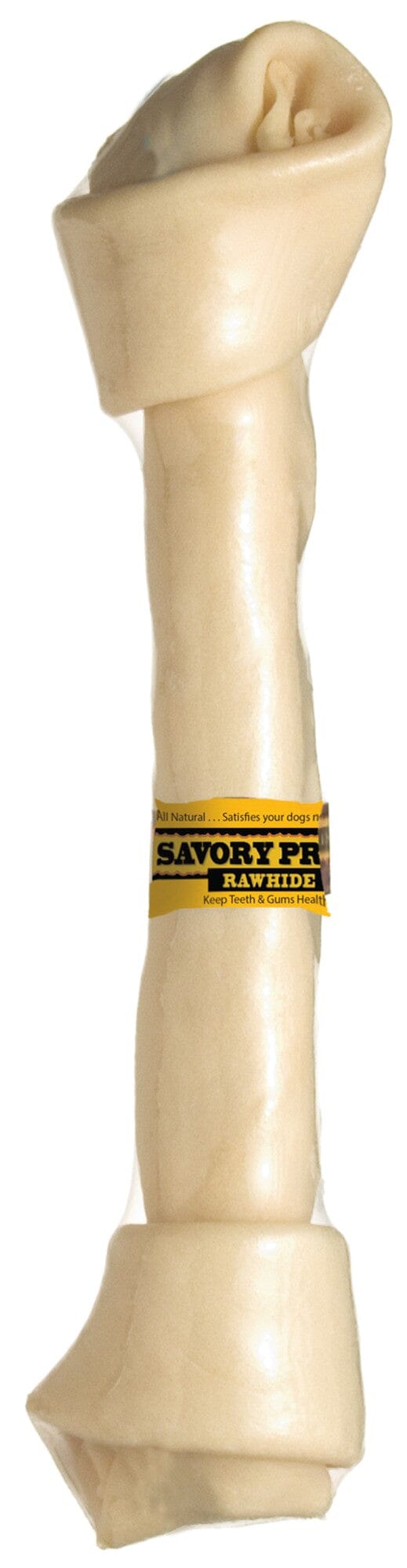 Savory Prime American Rawhide Beef-Hide Supreme Knotted Bone Natural Dog Chews - White - 15-16 Inch Default Title