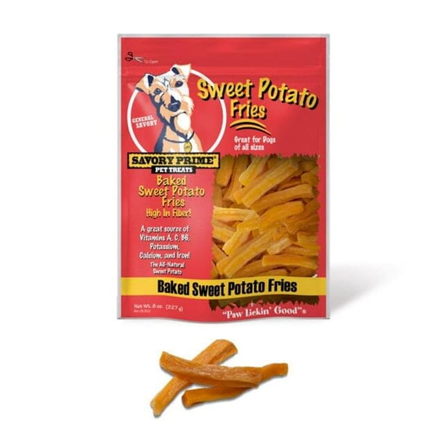 Savory Prime Grain-Free Sweet Potato Fries Baked Hard Chew Natural Dog Treats 8 Ounce
