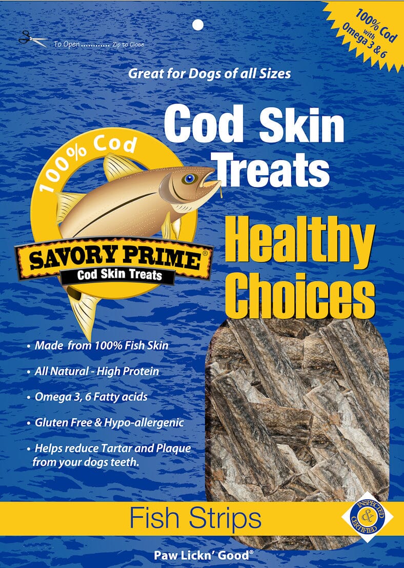 Savory Prime Healthy Choice Cod Skin Strips Natural Dehydrated Dog Treats or Chews - 16 Oz Default Title
