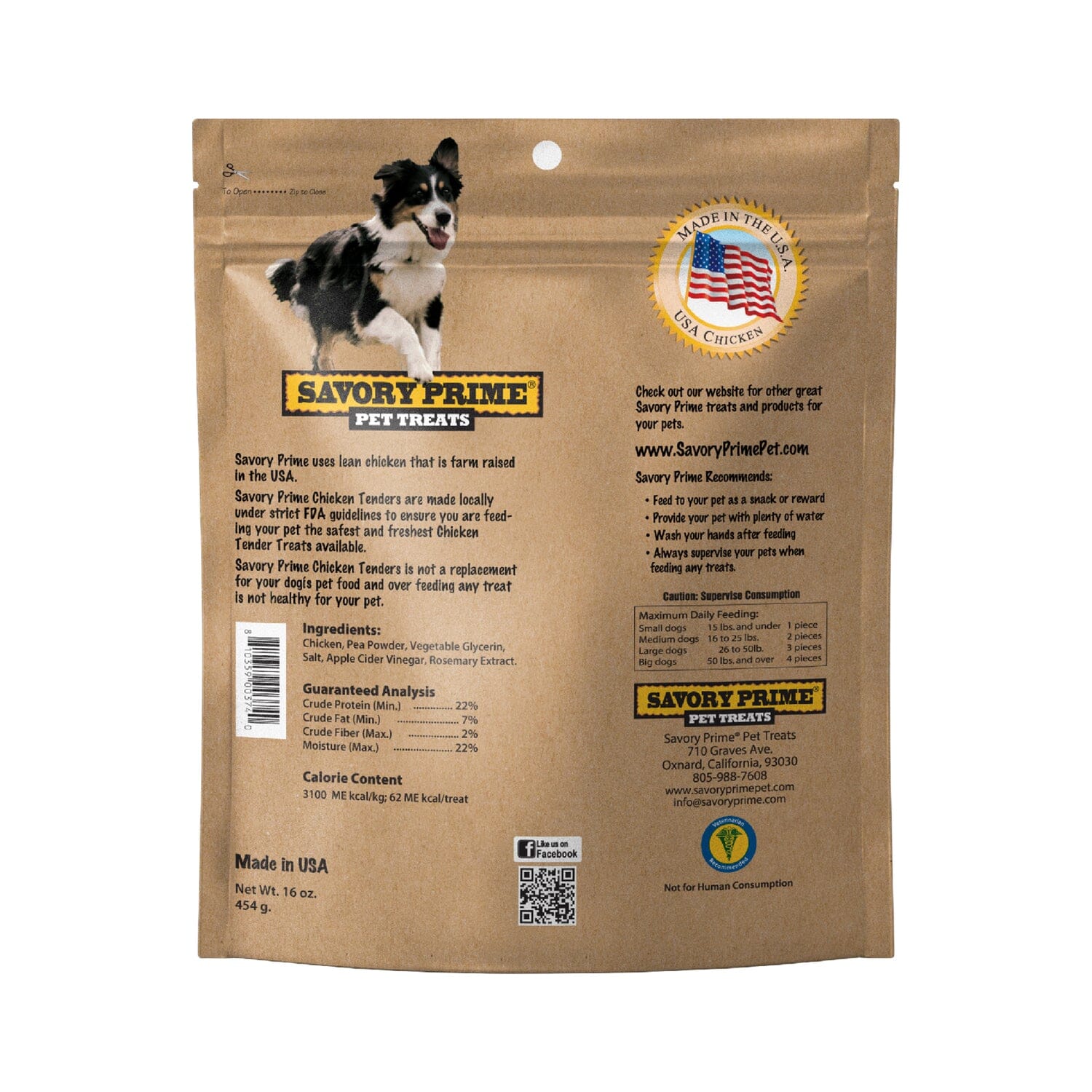 Savory Prime USA Natural Chicken Tenders Jerky Dog Treats - 16 Oz