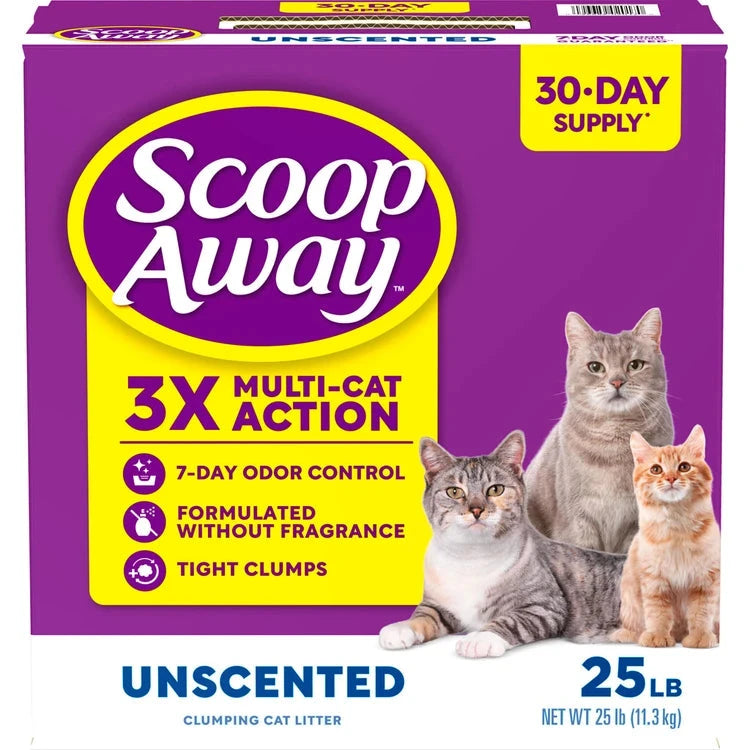 Scoop Away Clumping Unscented Cat Litter - Unscented - 25 Lbs