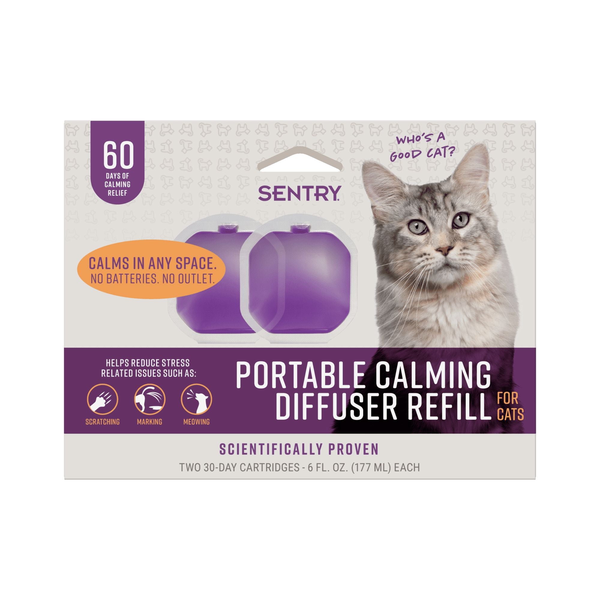 Sentry Behavior Calming Pheromone Portable Calming Diffuser for Cats Refill - 2 Pack