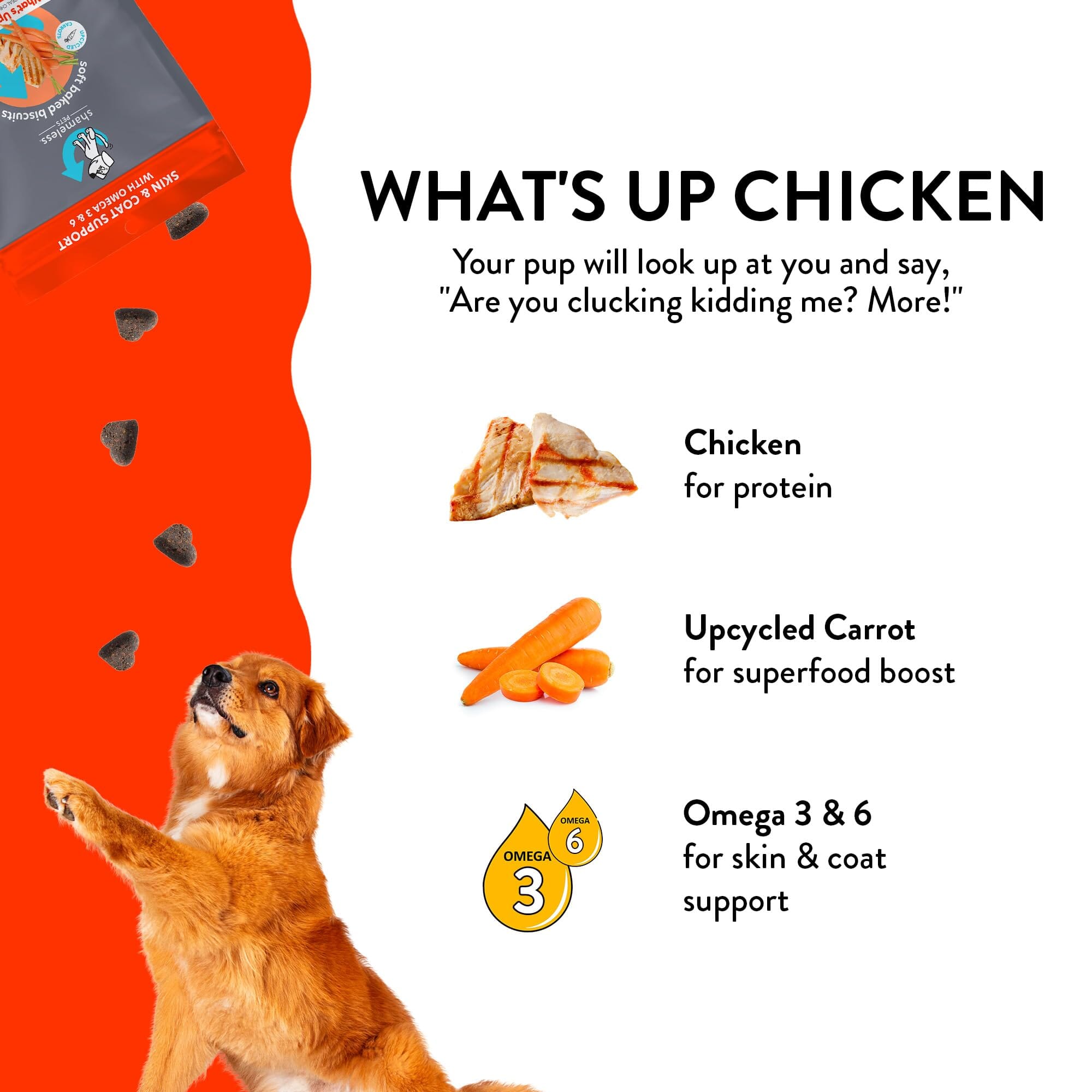 Shameless Pets Chicken Clucken' Carrots Soft Baked and Chewy Dog Biscuits Treats - 6 Oz - Case of 6  