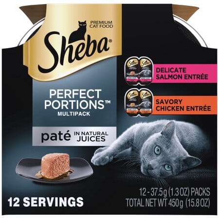 Sheba Perfect Portions Chicken and Salmon Pate Twin Pack Wet Cat Food Trays - Variety Pack - 2.65 Oz - 6 Pack - Case of 2 Default Title