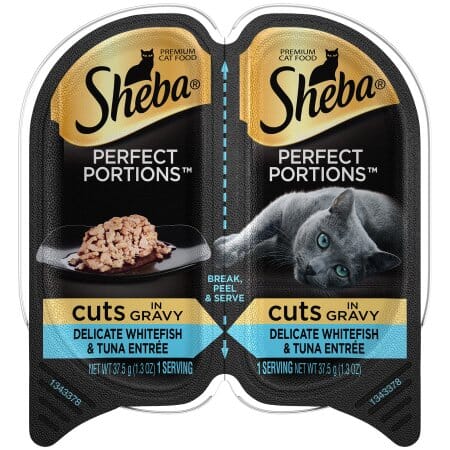 Sheba Perfect Portions Cuts in Gravy Whitefish and Tuna Twin Pack Wet Cat Food Trays - 2.6 Oz - Case of 24 Default Title