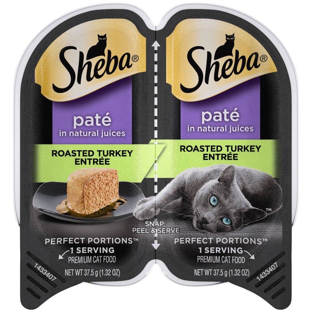 Sheba Perfect Portions Roasted Turkey Pate Entrée Twin Pack Wet Cat Food Trays - 2.65 Oz - Case of 24 Default Title