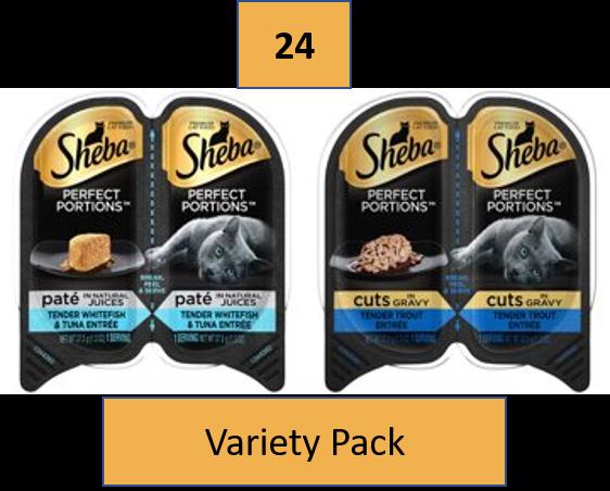 Sheba Perfect Portions Tender Whitefish and Tuna Pate Twin Pack Wet Cat Food Trays - 2.65 Oz - Case of 24 Default Title