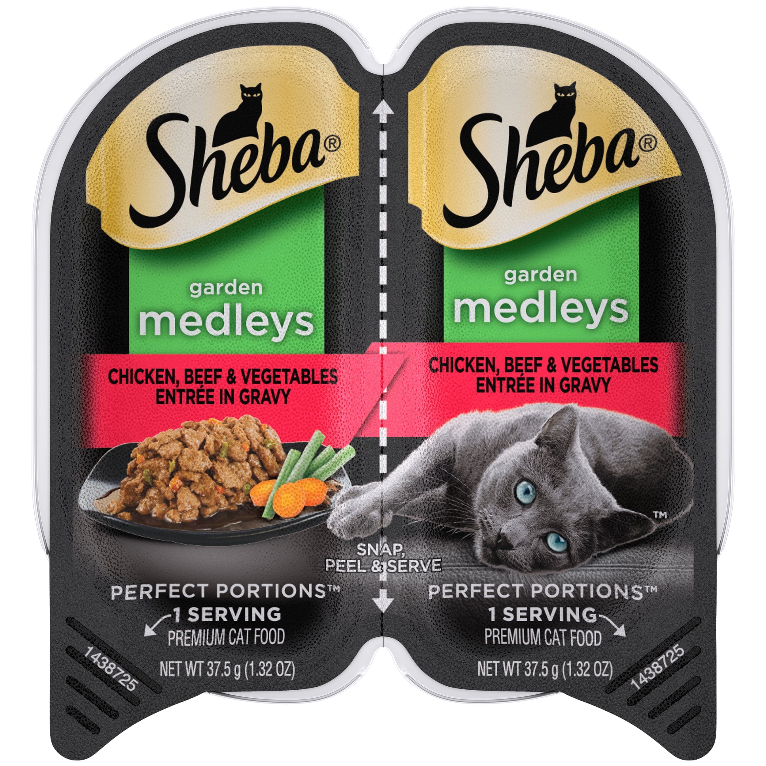 Sheba Perfect Portions Twin Pack Cuts Chicken & Beef with Vegetables Wet Cat Food - 2.64 oz - Case of 24