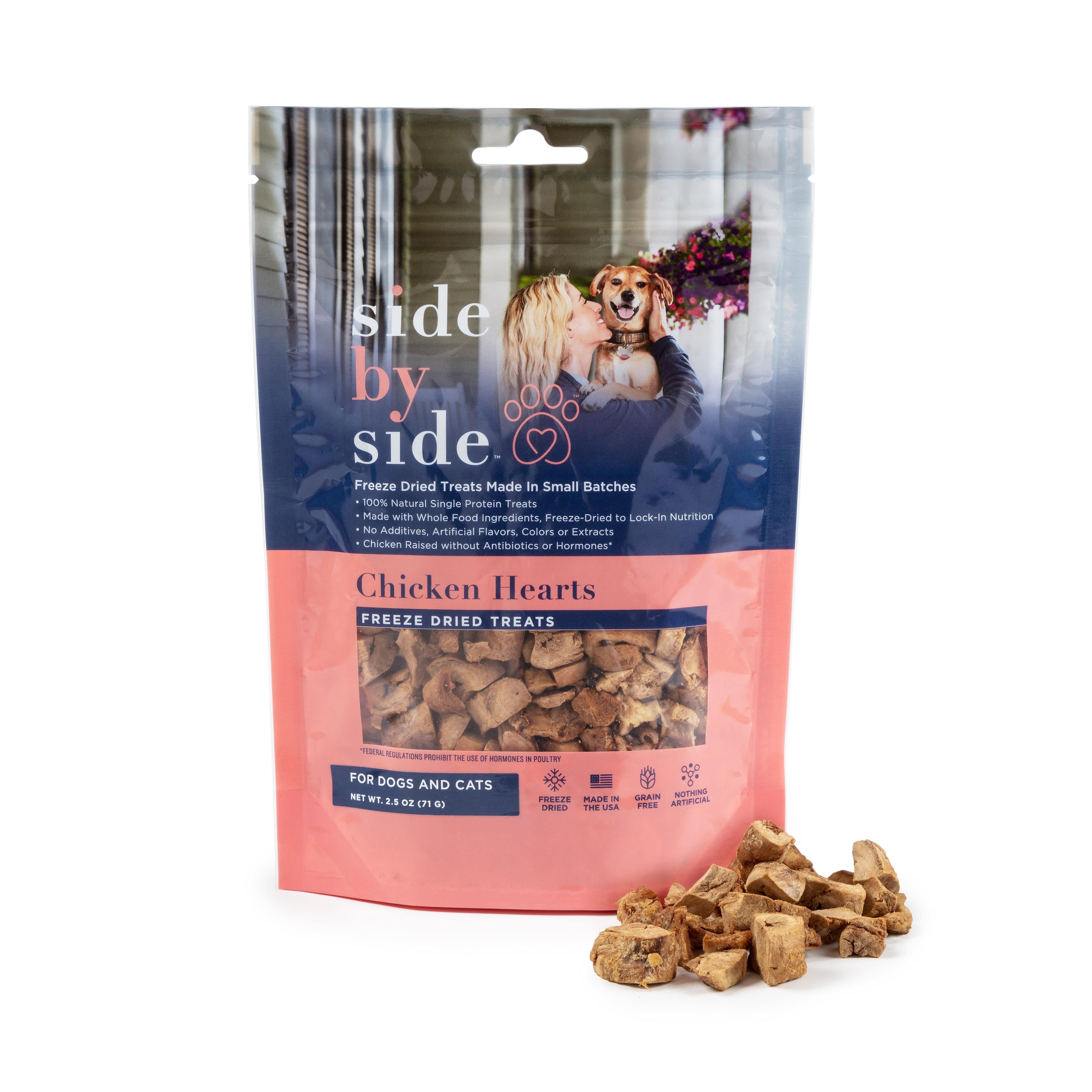 Side By Side Small Batch Freeze Dried Chicken Hearts Warming Recipe Dog Treats  