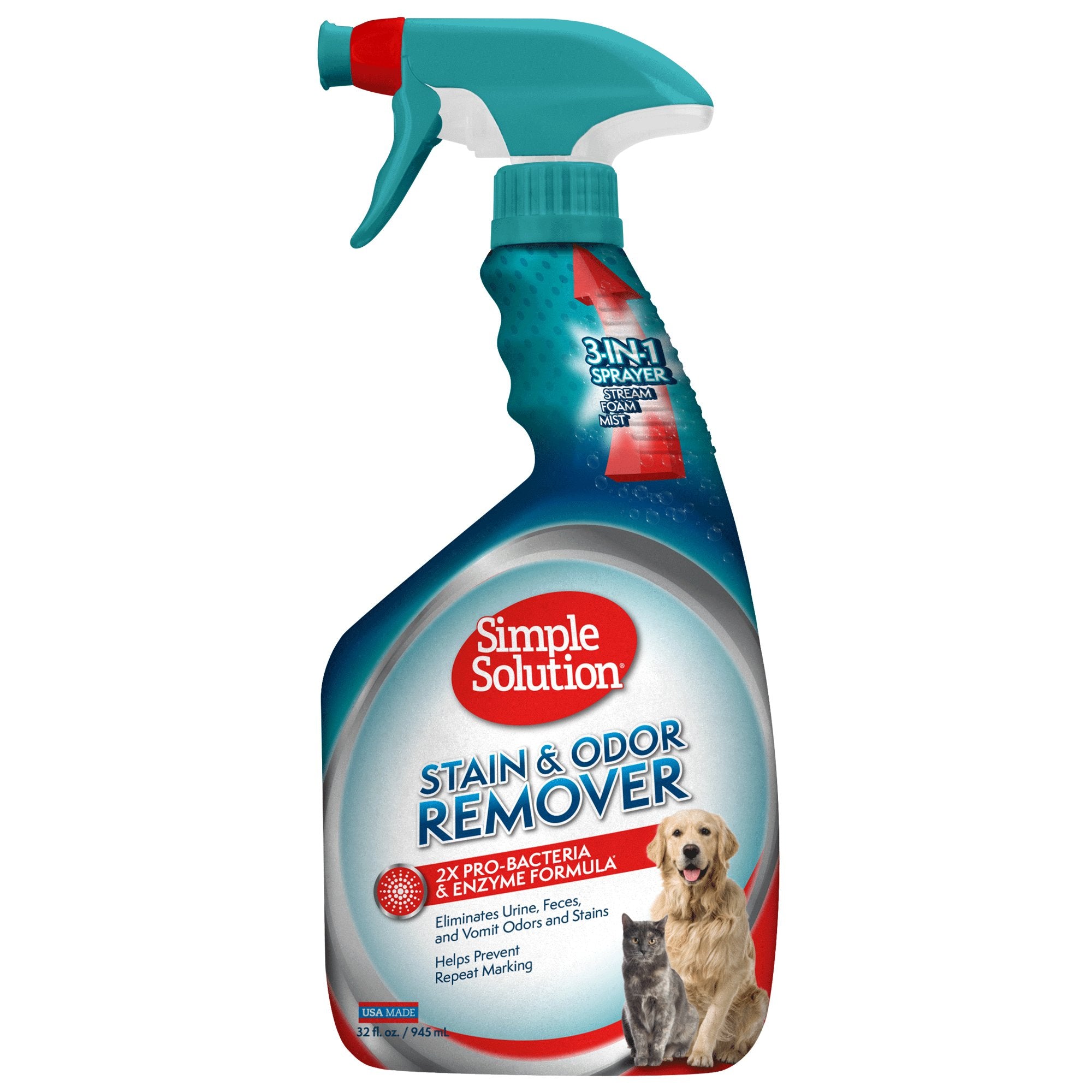 Simple Solution Pro-Bacteria and Enzyme Stain and Odor Remover Cat and Dog Spray - 32 Oz Default Title