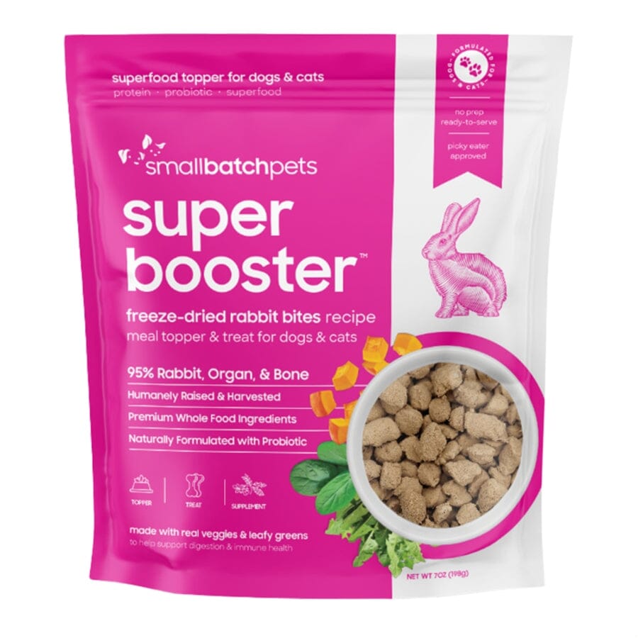 Small Batch Super Booster Rabbit Bites Freeze-Dried Cat and Dog Food or Topper - 7 Oz