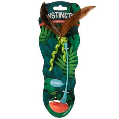 SmartyKat Instincts Rowdy Rocker Self-Righting Wand with Feathers and Ribbons Interactive Cat Toy - Medium Default Title
